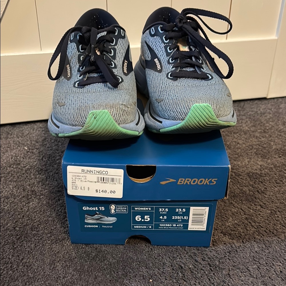 Brooks Ghost 15 Running Shoes - Blue and Green